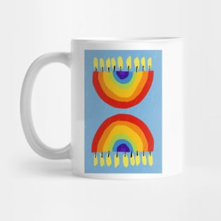 Rainbow Chanukiah Light Blue Print Mug